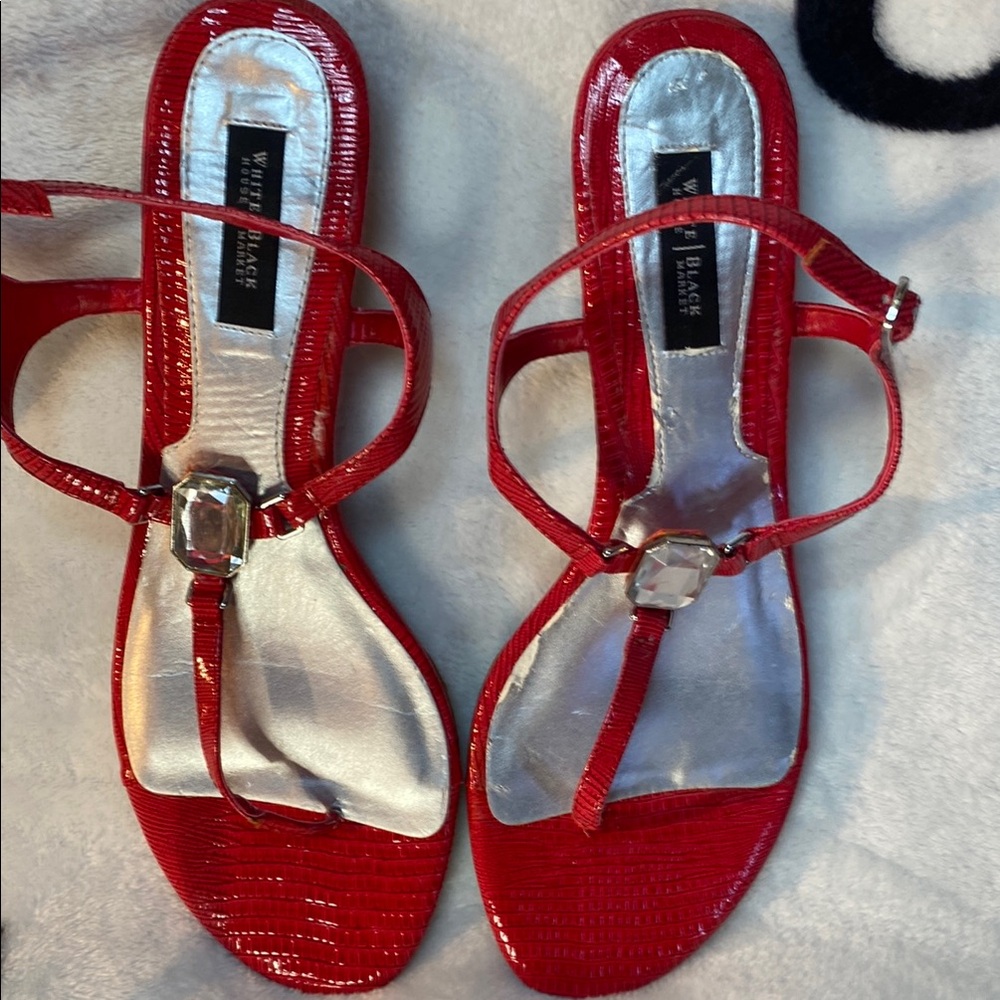 White House Black Market Red Sandals 9 1/2